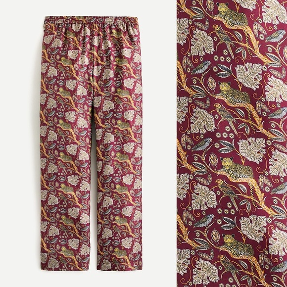 J. Crew Collection - Pull-on Silk-twill Pant in Jungle Cat Print - Picture 2 of 13